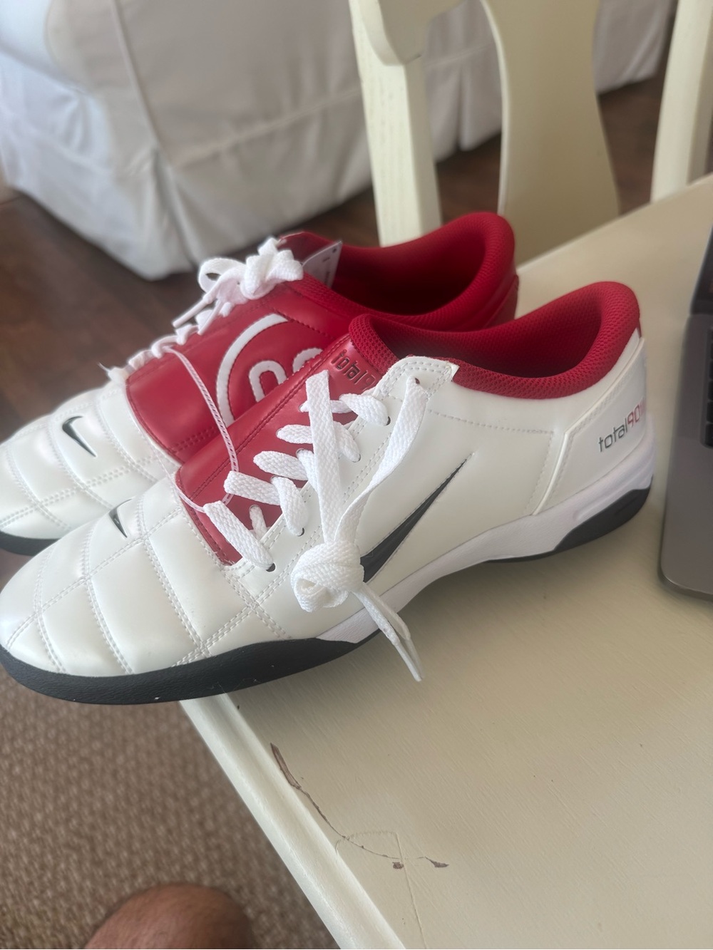 Nike White, Red & Black Low-Profile Soccer/Training Shoes